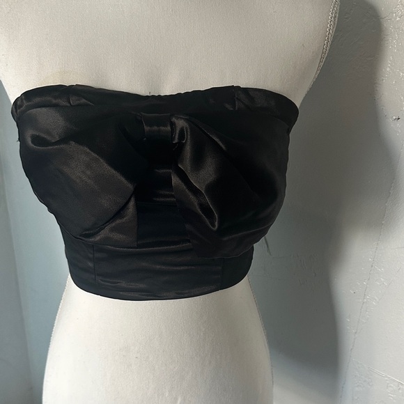 Nasty Gal Tops - Nasty Gal Black Satin Crop Top